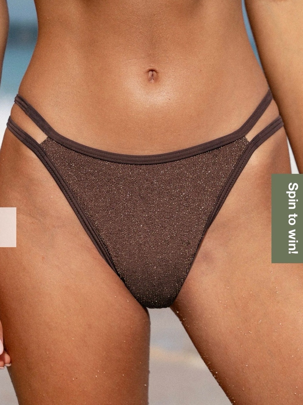 Berlook Shimmery Brown Cutout Bikini Bottom